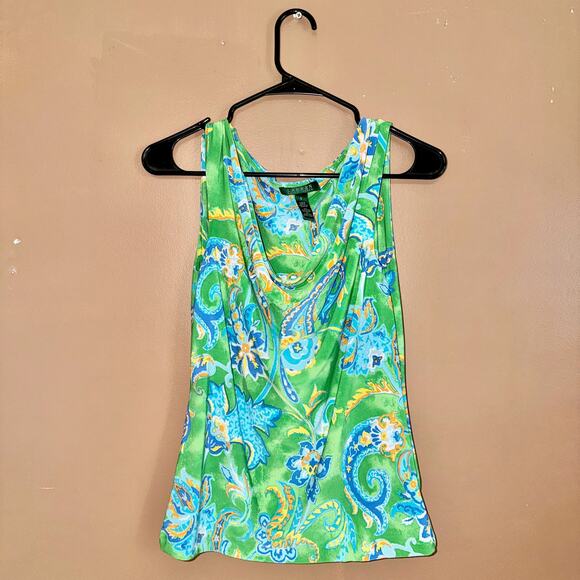 Polo Ralph Lauren Women's Sleeveless Dress Green Floral Graphic - Size Small - Picture 3 of 8